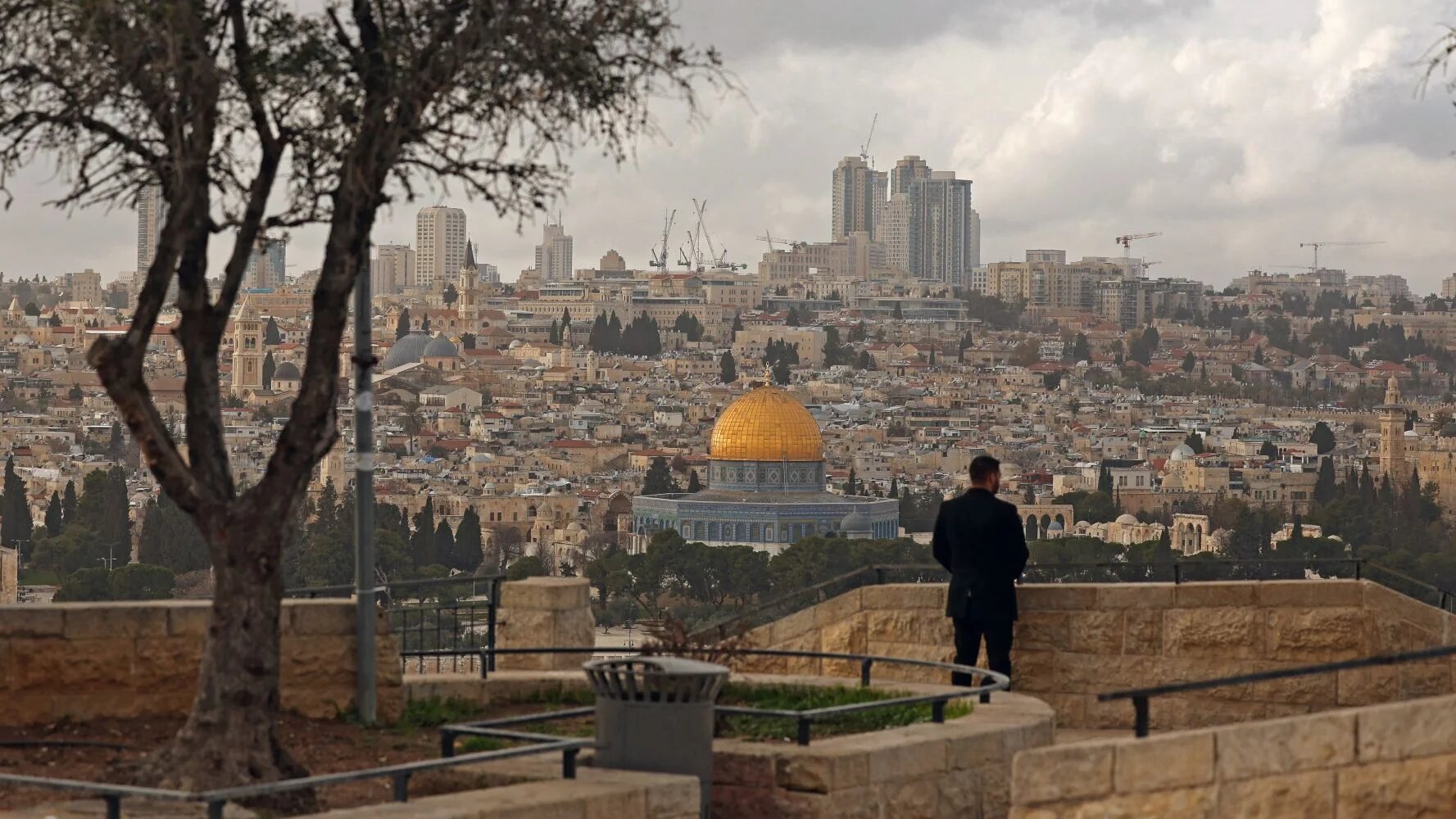 The Dome of the Rock shrine in the old city of Jerusalem, as seen from the Mount of Olives on 23 January 2026 (AFP/Ahmad Gharabli)