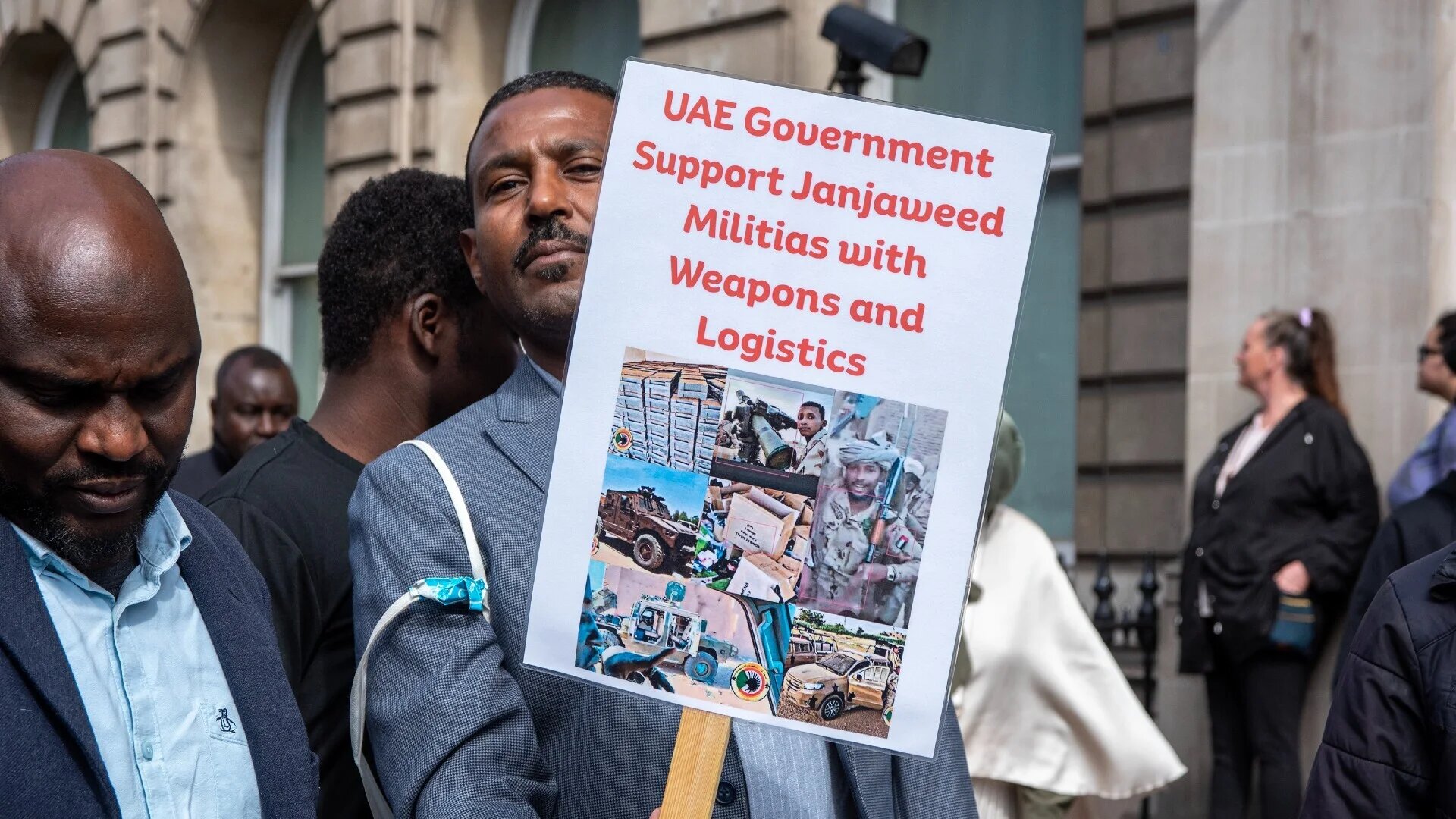 Sudanese demonstration against the UAE in London, UK, 30 Aug 2025 (Reuters)
