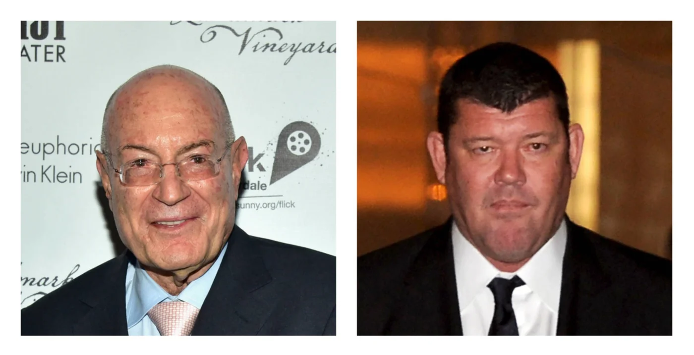 Arnon Milchan, pictured in 2016, and James Packer, seen here in 2017 (AFP)