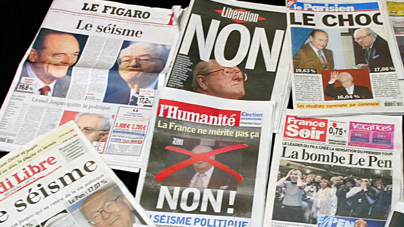 French newspapers call for France to unite and vote against Jean-Marie Le Pen on 22 April 2022 during the presidential election campaign (AFP).