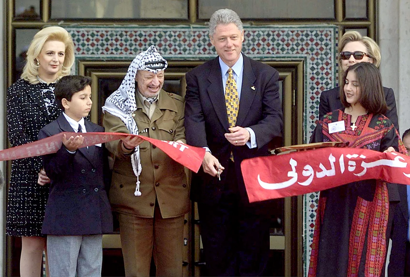 US President Bill Clinton and Palestinian leader Yasser Arafat open Gaza international airport in Rafah in December 1999. It stopped taking flights in 2001 amid Israeli attacks (AFP)