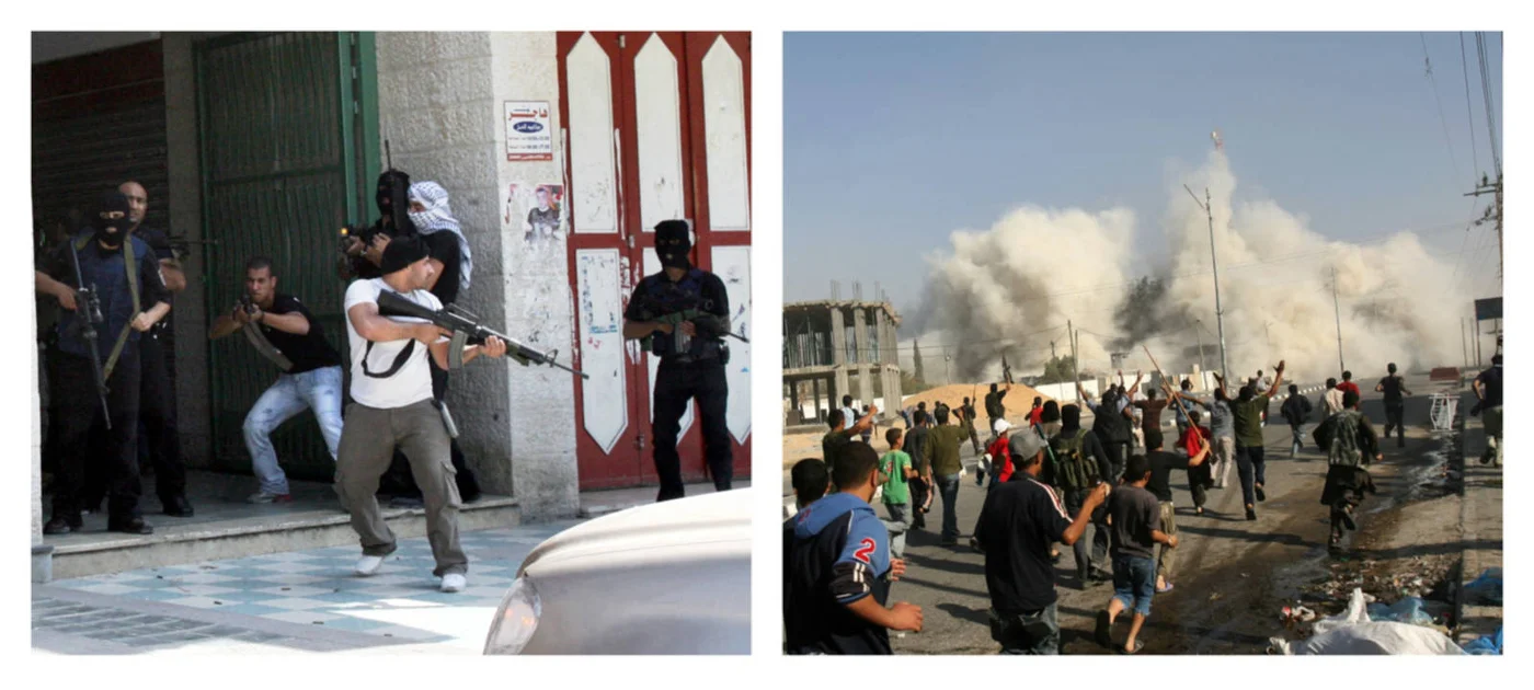 June 2007: Hamas fighters attack pro-Fatah security forces headquarters in Rafah, Gaza; and al-Aqsa Martyrs Brigades take employees from a Hamas-run TV station in Nablus (AFP)