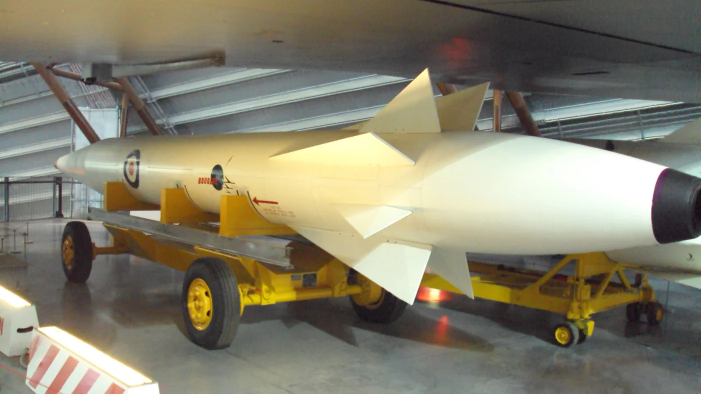 One of the few remaining Skybolt missiles at the RAF Museum Midlands (Wikimedia)