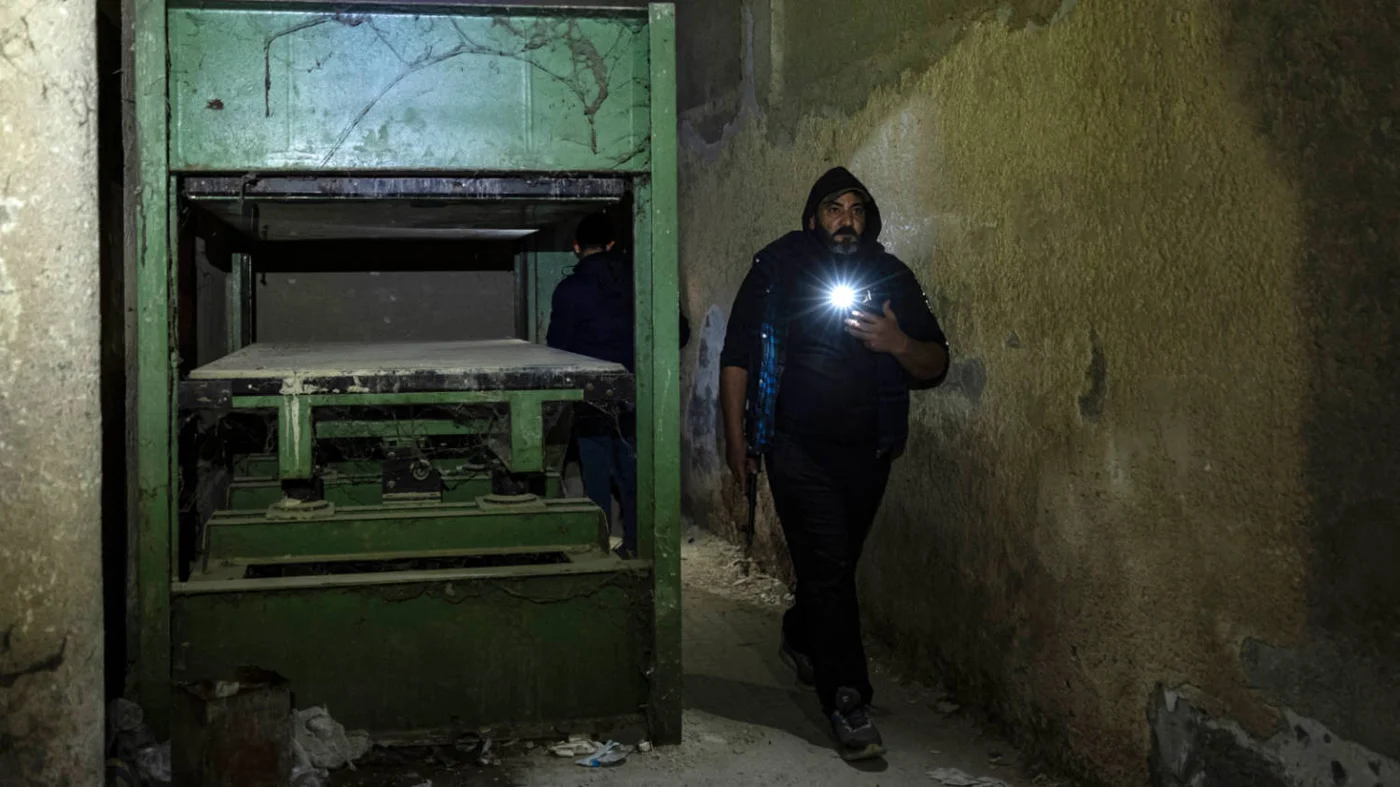 Items found underground at Sednaya prison have included a mechanical press (AFP)