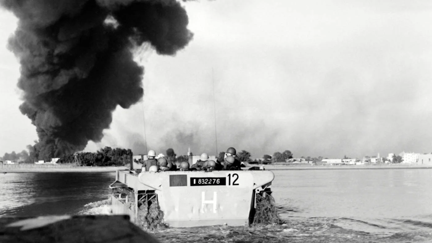 Anglo-French forces  land at Port Fouad, near Port Said, Egypt during the Suez Crisis on 5 November 1956 (AFP)