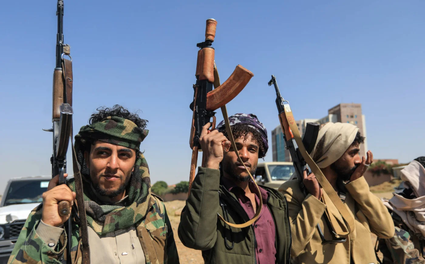 Fighters in Sanaa, the Houthi-controlled capital of Yemen, on 2 November 2025 (AFP)